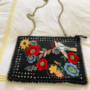Adorable embroidery genuine leather clutch/purse!
